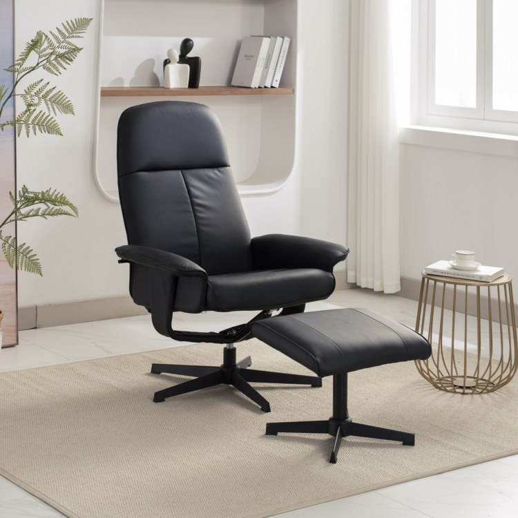 Happy Home Relaxsessel mit Hocker HWP58-SCH schwarz