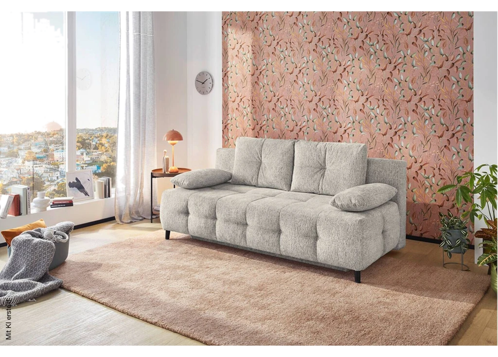 Schlafsofa hellgrau Microfaser