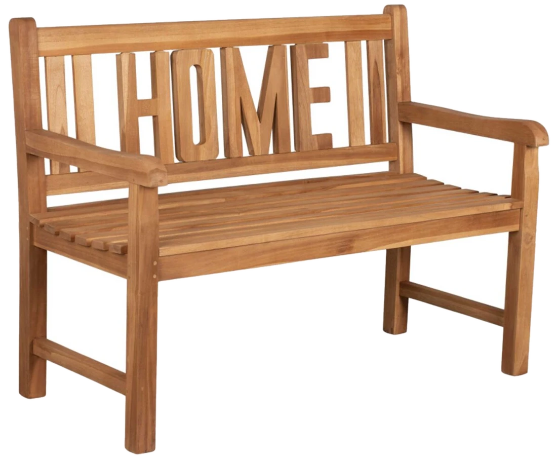 Mr. Deko Gartenbank Teak 120 cm – mit Motiv