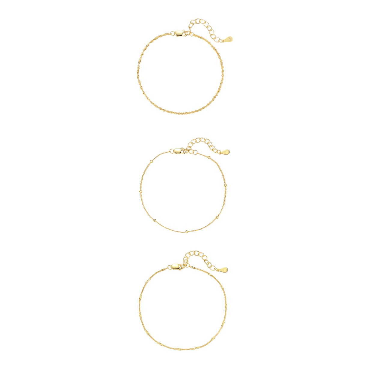 Hey Happiness Delicate Layering Armbänder Set Sterlingsilber Gold