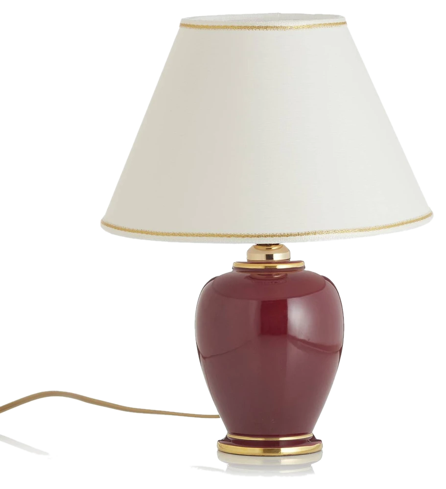 Austrolux Tischlampe Giardino Bordeaux 34cm Keramik 24 Karat