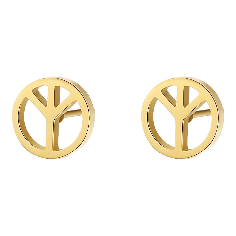 Hey Happiness Peace Sign Ohrstecker – Gold / Pair