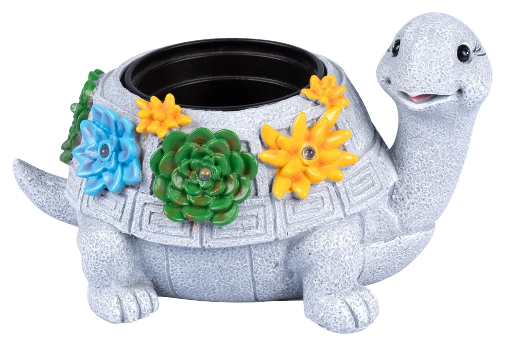 viva domo Solar-LED-Pflanztopf-Schildkröte "Mimi"