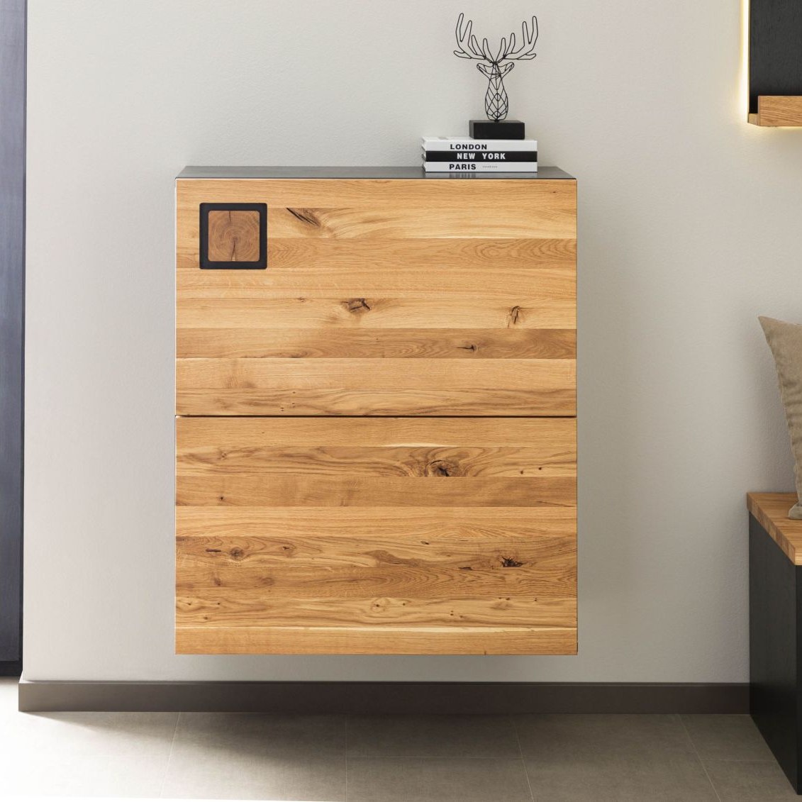 Massivmoebel24.de Schuhschrank Wildeiche 75x31x90 natur lackiert / geölt KITZBÜHEL #137