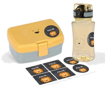 Stikets Pack Löwe: Brotdose und Flasche von Lässig Personalisierbare
