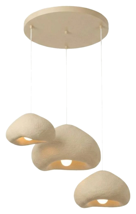 Opviq Pendelleuchte beige Fiberglas Metall x174 cm E27 4 Brennstellen