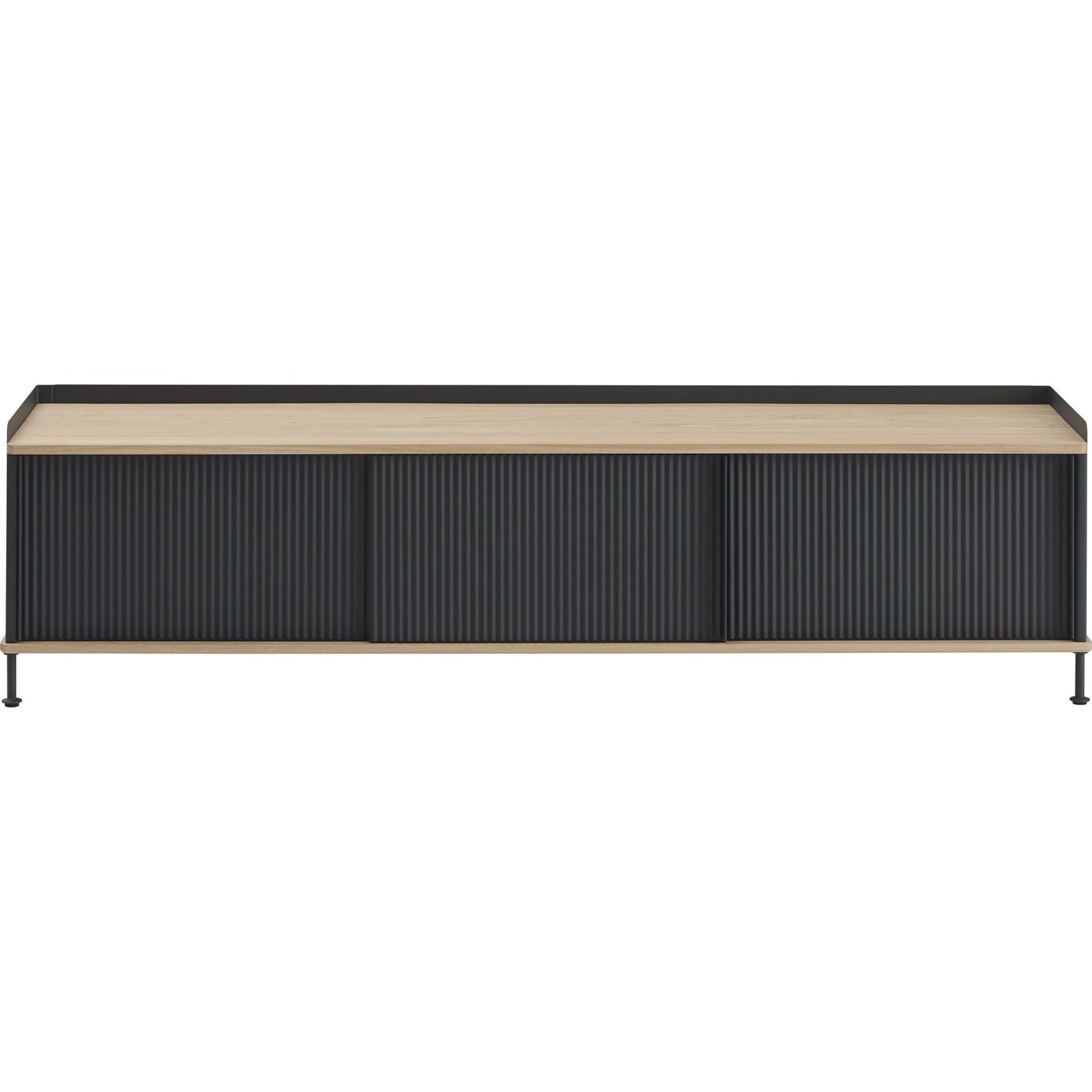 Muuto Enfold Schrank 186 cm schwarz mit Tischplatte aus Eiche