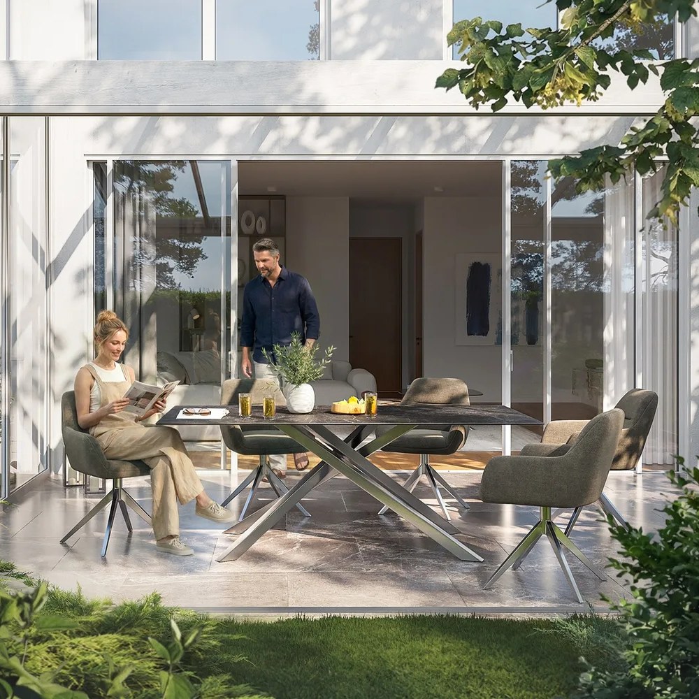 DELIFE Outdoortisch Edge 200x100 cm Keramik Laminam® Nero Greco Anthrazit