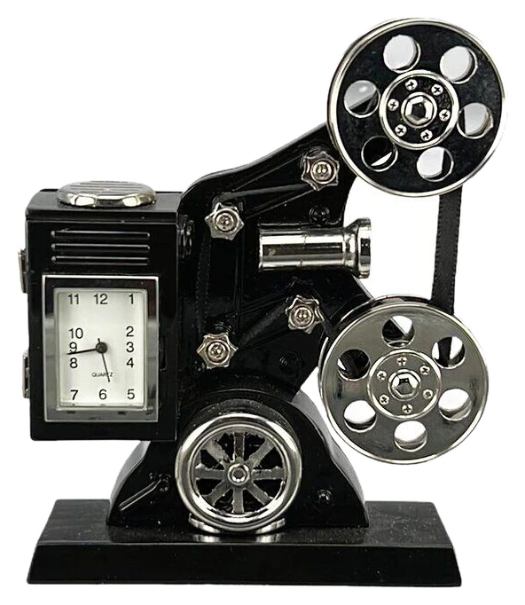 Clockee Designer Tischuhr Movie Player Projektor aus Metall