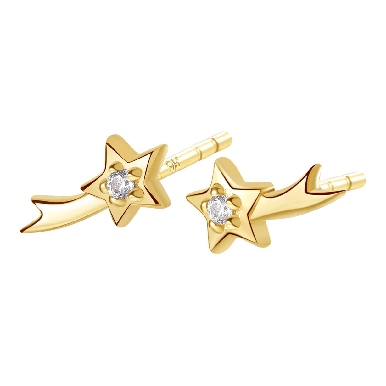 Hey Happiness Shooting Star Studs 9K Gold – Gold / Pair