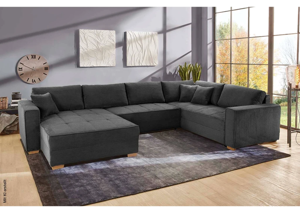 Wohnlandschaft grau Microfaser