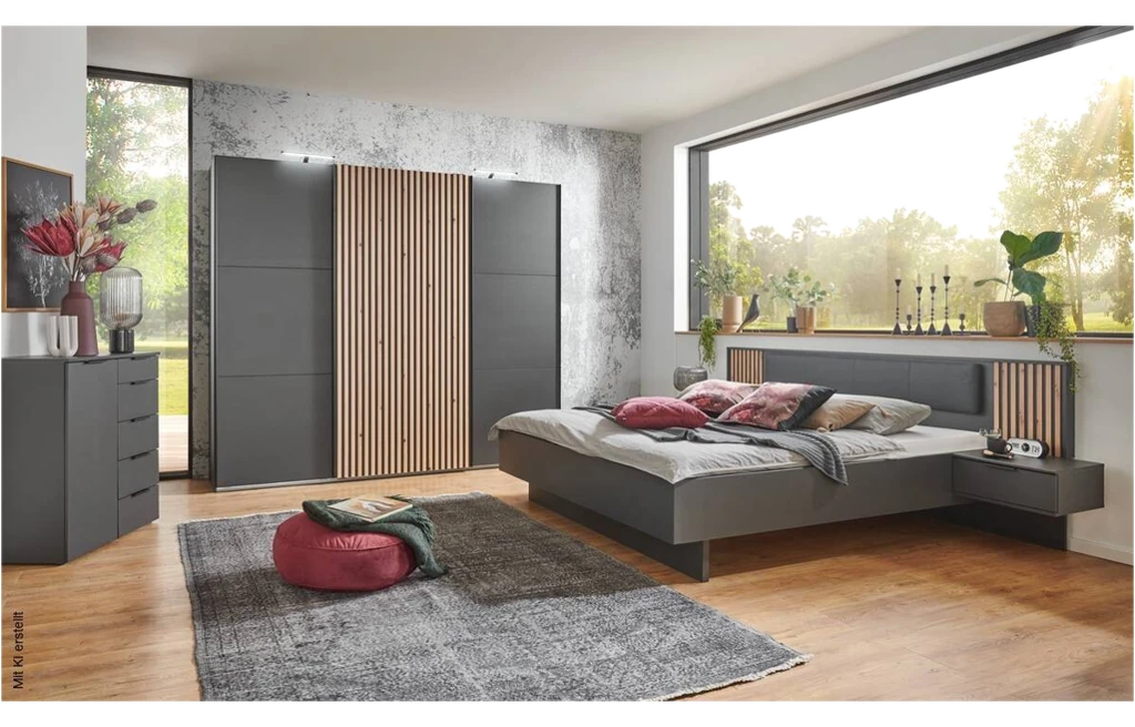 Schwebetürenschrank Ancona Graphit Artisan Nachbildung