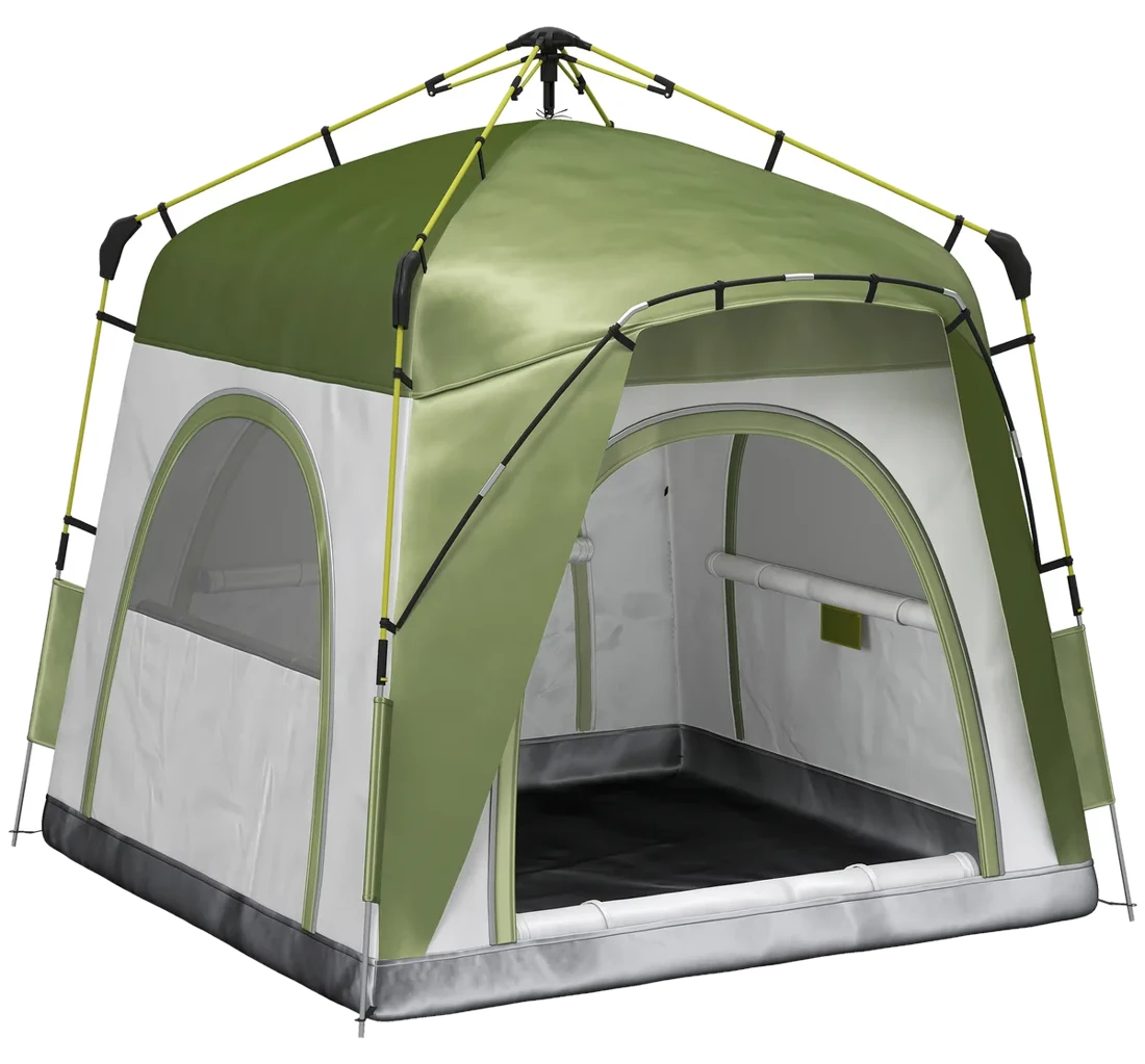 Outsunny Camping Zelt 4-Personen Familienzelt mit Fenster 240x240x195cm