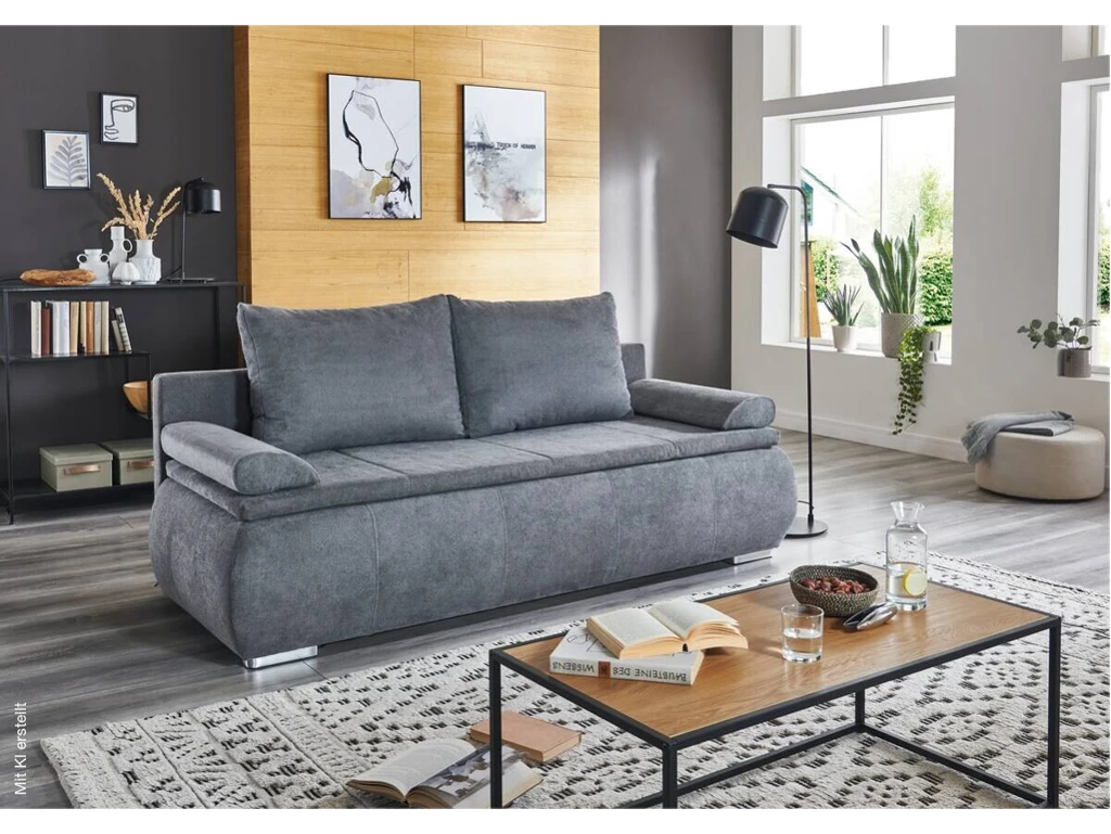 Dauerschlafsofa Lenon grau Microfaser