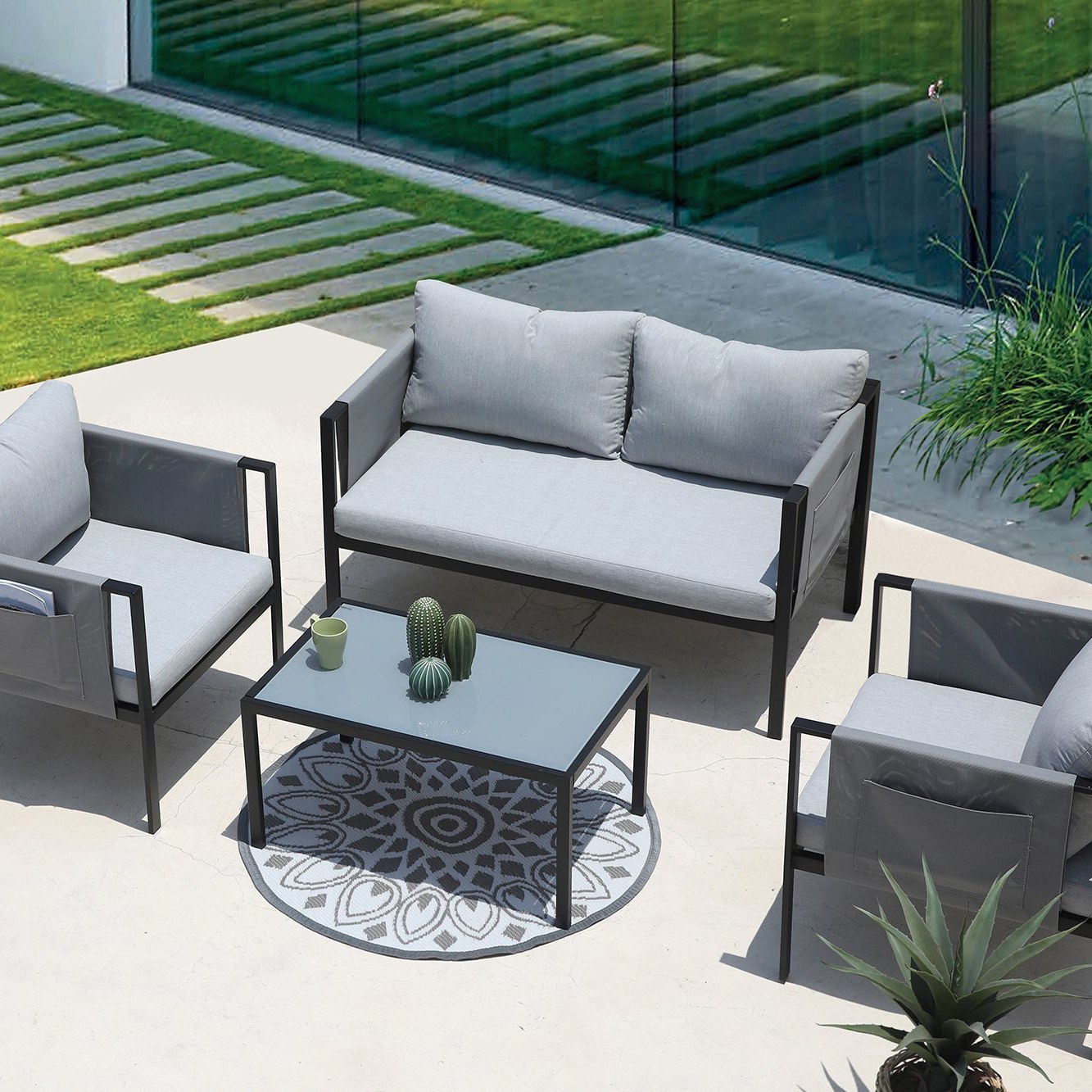 TPFGarden Sitzgruppe Yolo 2-Sitzer + 2 Sessel