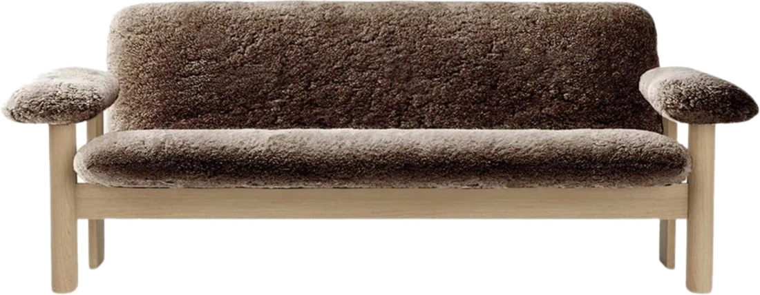 Zweisitzer Sofas Brasilia Sheepskin 2-Sitzer-Sofa weiß auf Eichenbeinen