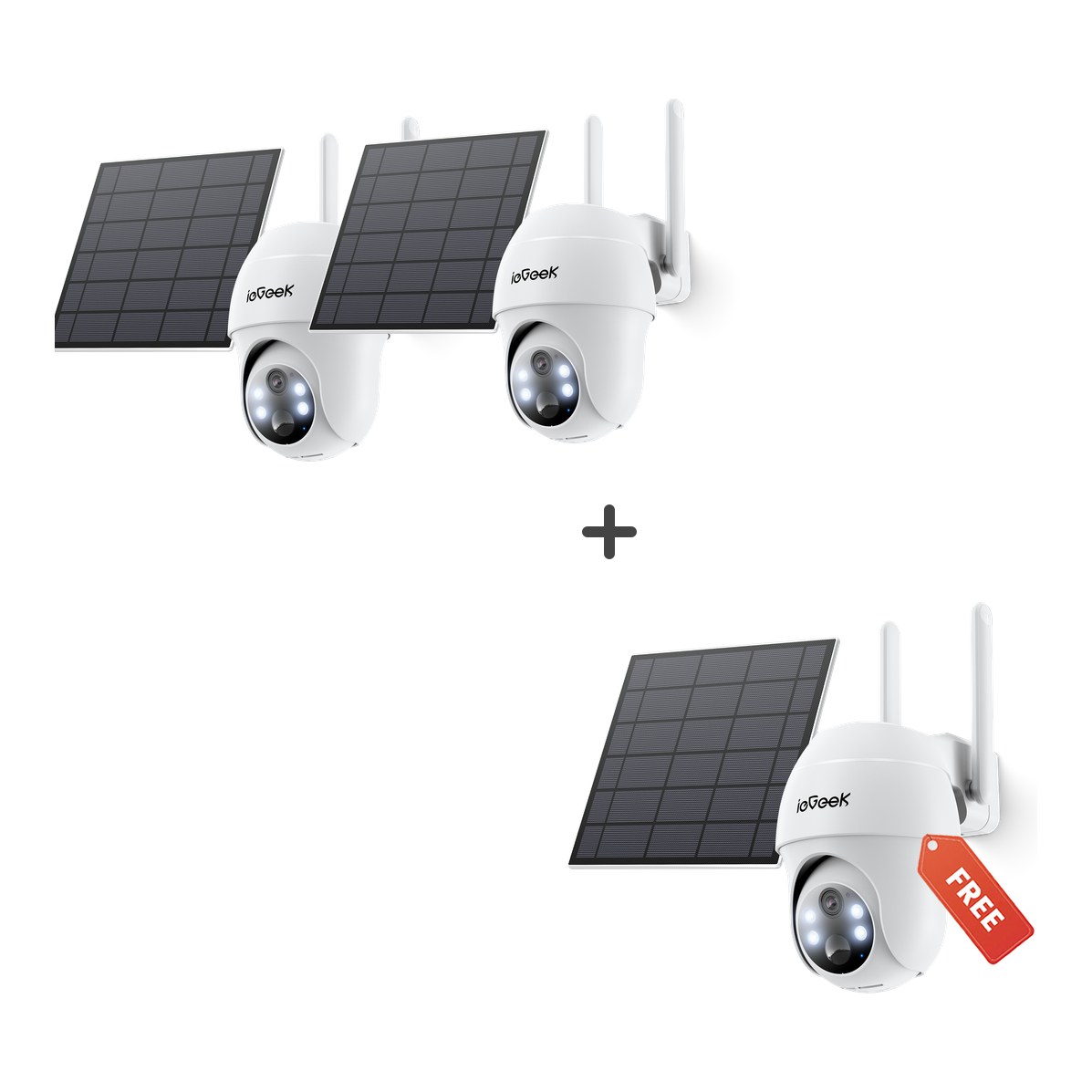 ieGeek-DE ieGeek 4G-LTE-Kamera S11 – Weiß / 2 Kameras + 1 gratis