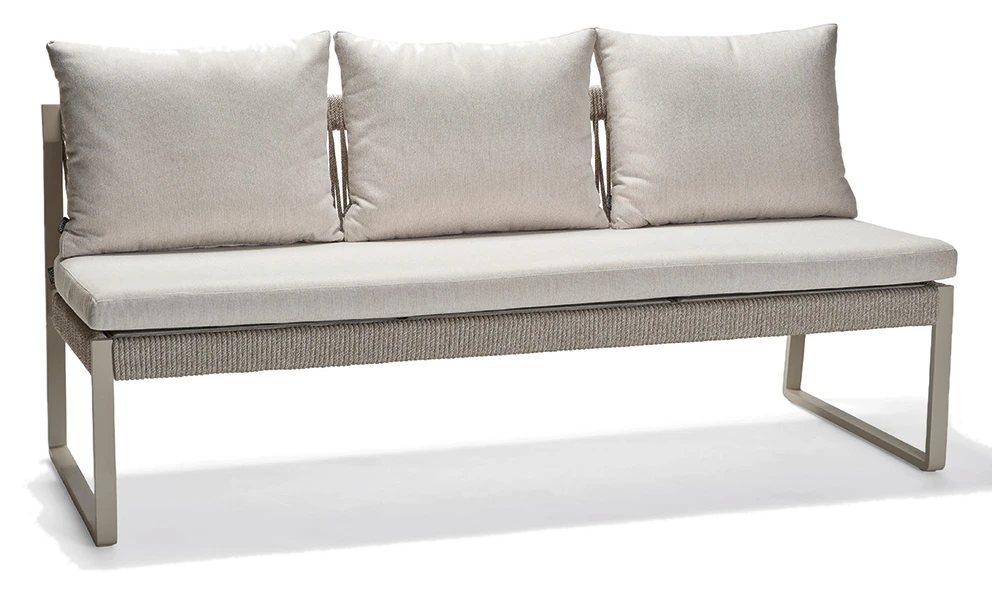 Stern Bank Tammo 3-Sitzer Aluminium greige Kordel greige Kissenset 100%