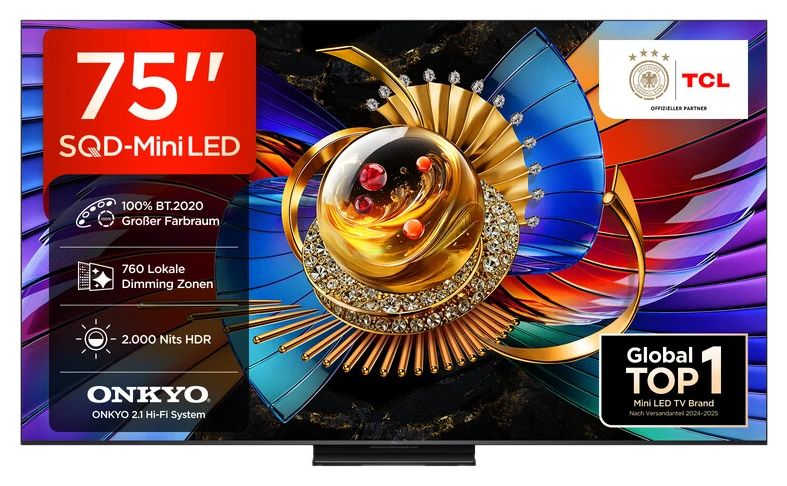 TCL 75Zoll Q7D PRO 75" 4K SQD Mini LED TV: 760 Dimming-Zonen