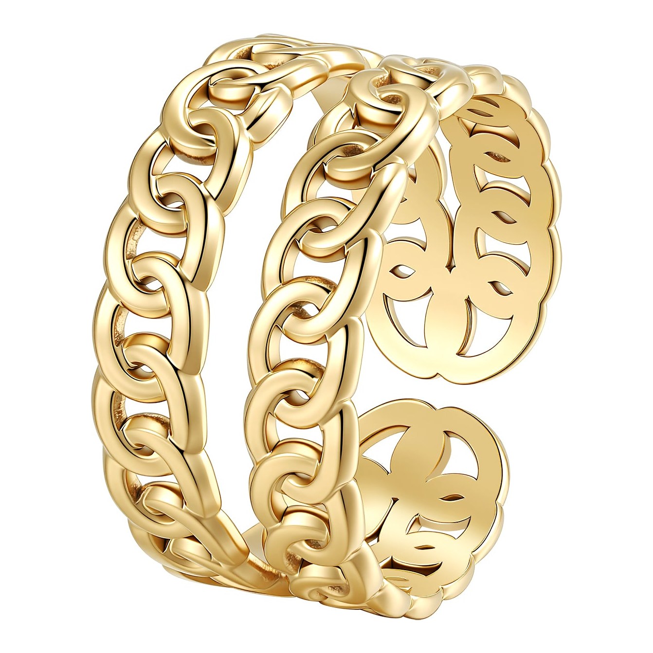 Hey Happiness Double Chain Open Ring wasserfest