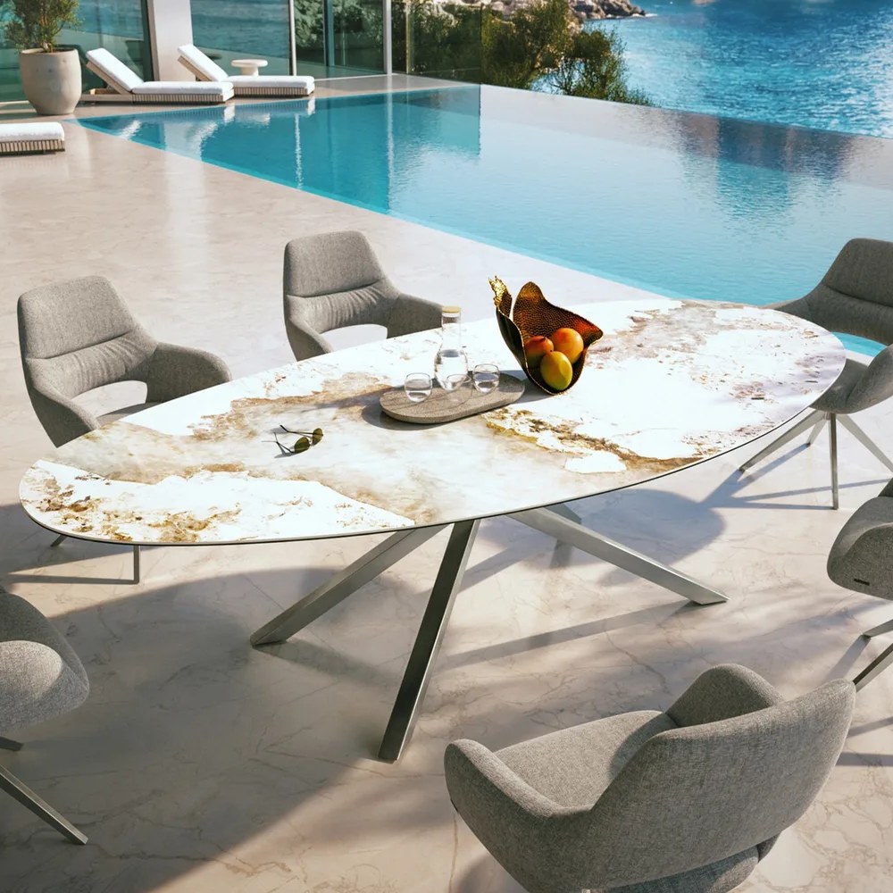 DELIFE Outdoortisch Edge Oval 280x130 cm Keramik