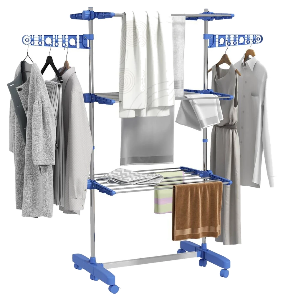 HOMCOM Wäscheständer blau Kunststoff