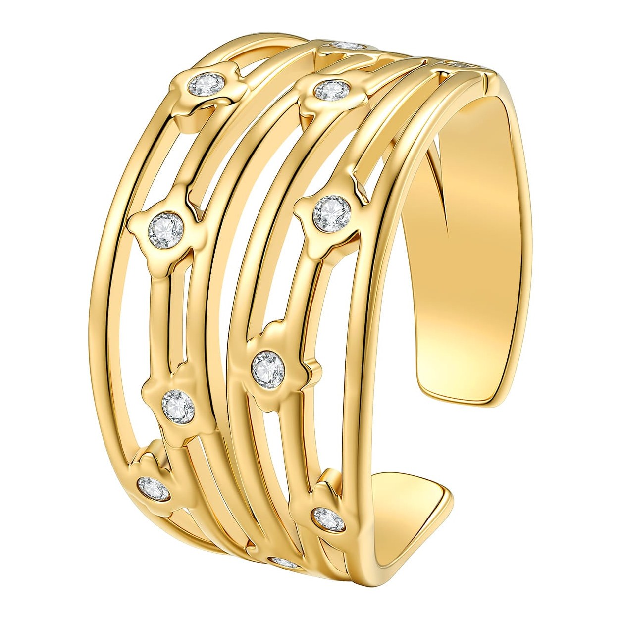 Hey Happiness Multi Band Crystal Open Ring wasserfest