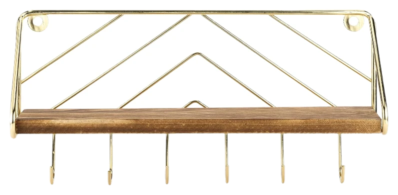 MyGift 12,5 Zoll Hängeregal und Schlüsselhalter aus massivem Holz