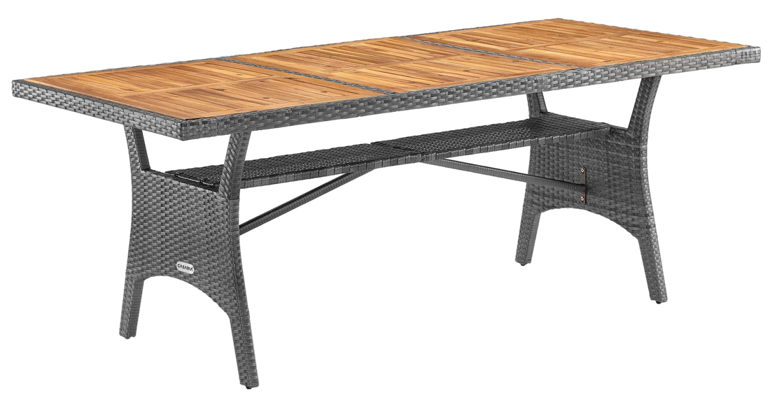 Casaria® Polyrattan Gartentisch Takeo Grau 190x90x74cm Akazie