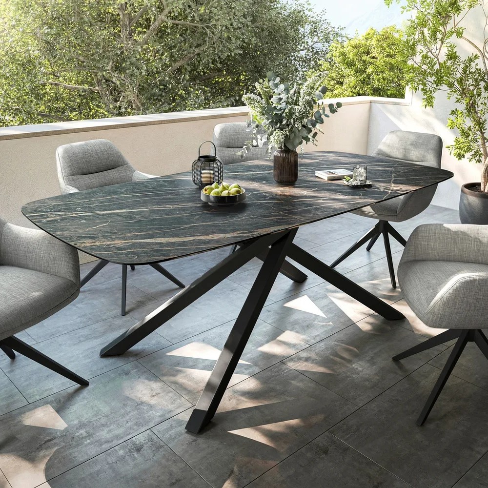 DELIFE Outdoortisch Edge Boot 200x100 cm Keramik Laminam® Noir Desir Braun