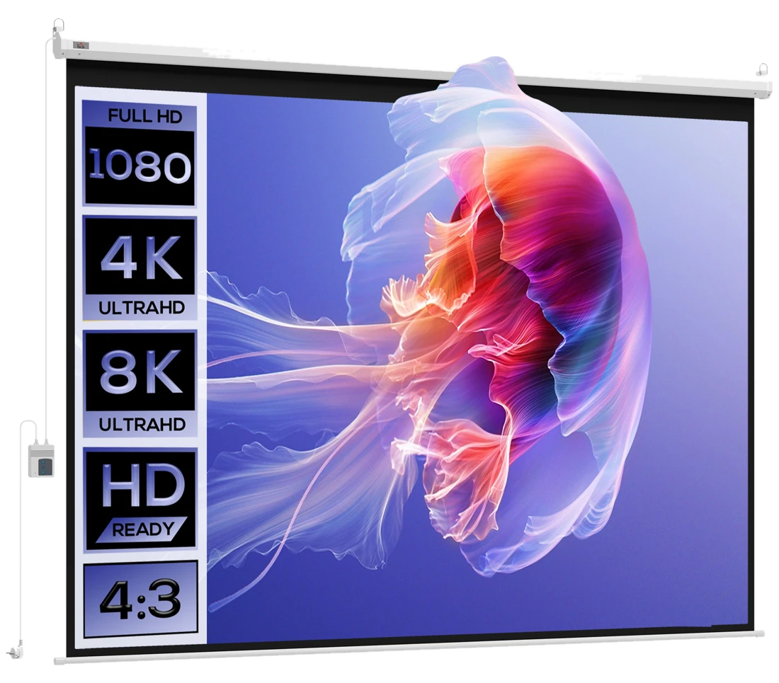 HOMCOM Elektrische Beamer Leinwand 171 x 130 cm 4:3 mit Fernbedienung
