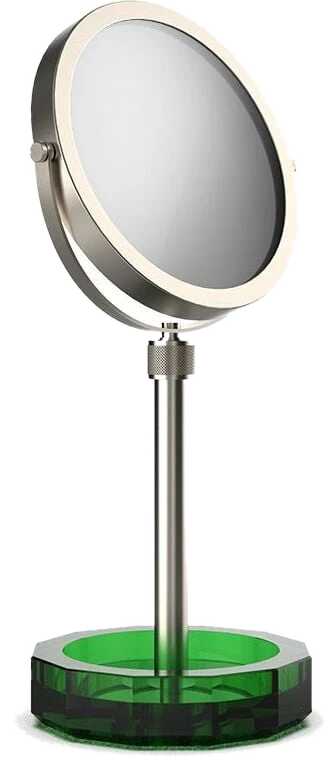 Decor Walther Kristall Kosmetikspiegel Nickel mit grüner Basis