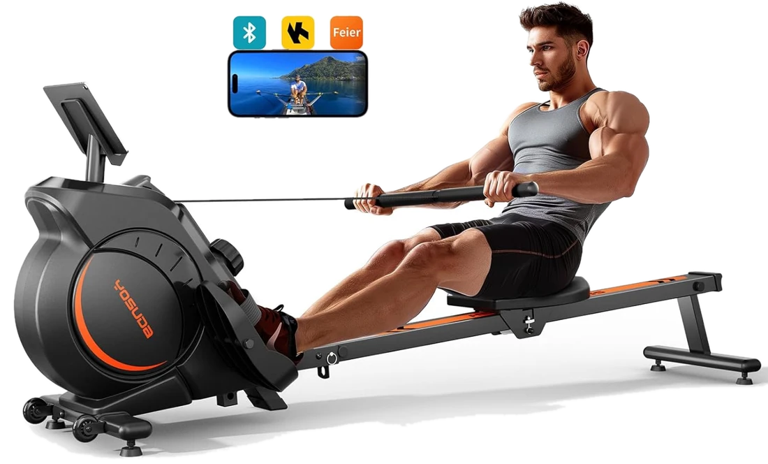 YOSUDA Magnetisches Rudergerät Zuhause Ultraleise 16 Widerstandsstufen APP&LCD