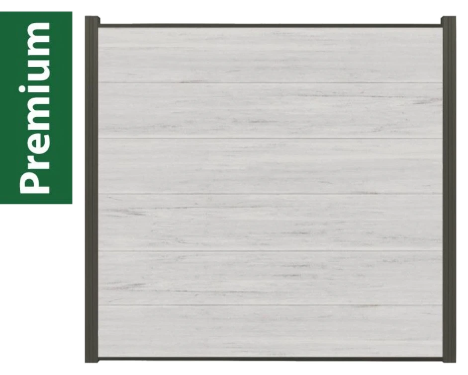 woodstore24 Komplettset XXXL Coex Sylt beige (1 x Zaun + 1 Pfosten anthrazit)