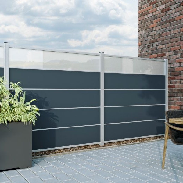 woodstore24 HPL Steckzaun Komplettset / Sichtschutz / Modulares Zaunsystem in anthrazit