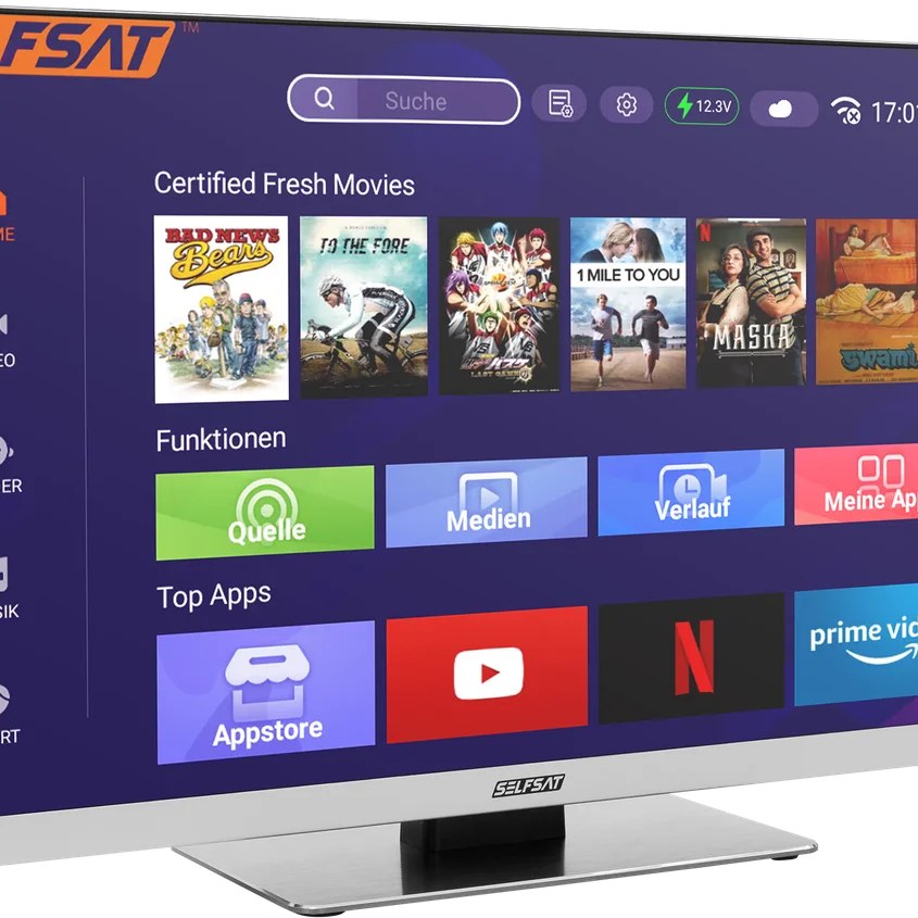 SELFSAT SMART LED TV 1255 (55cm/22") rahmenloser TV inkl. DVB-S2/C/T2 HD Tuner