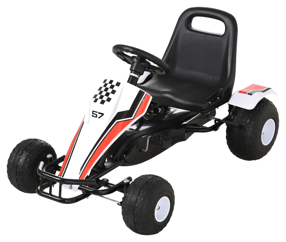 HOMCOM Go Kart für Kinder Tretauto mit Pedal & Bremsen 104x66x57cm aus Stahl