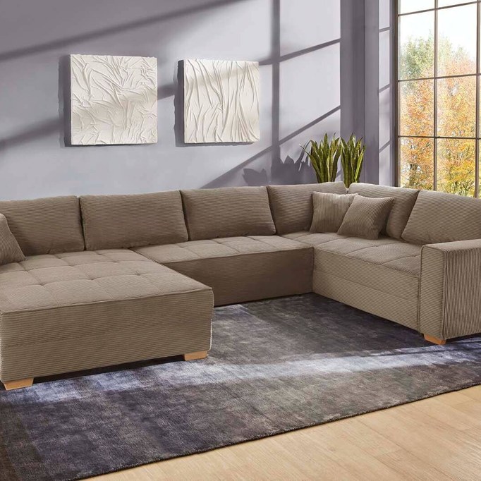 Wohnlandschaft Microfaser – ca. 379 x 86 x 227 cm