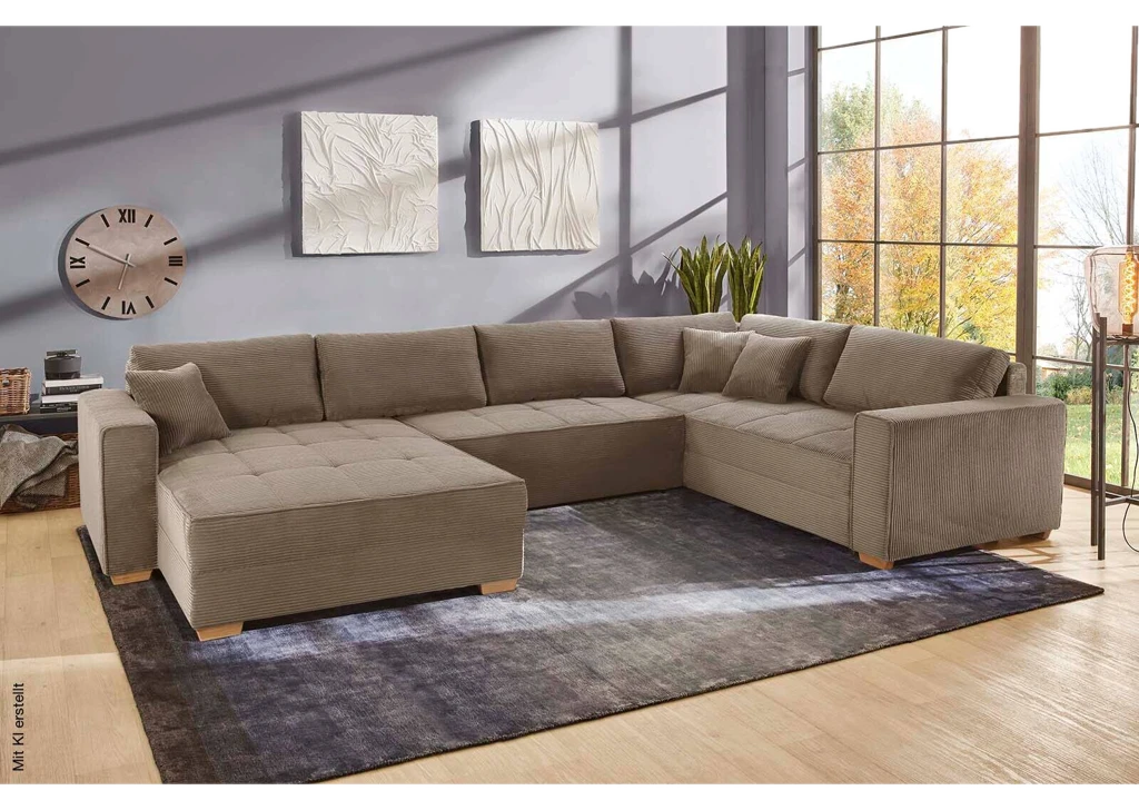 Wohnlandschaft Microfaser – ca. 379 x 86 x 227 cm