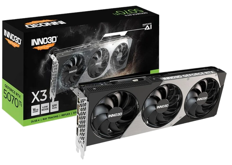 INNO3D GeForce RTX 5070 Ti X3 Grafikkarte mit 16 GB GDDR7-Speicher