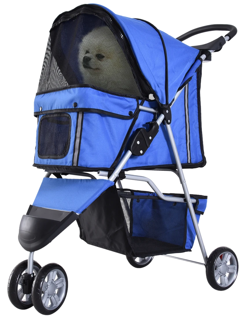 PawHut Hundewagen Hundebuggy für Hunde und Katzen mehrfarbig Blau