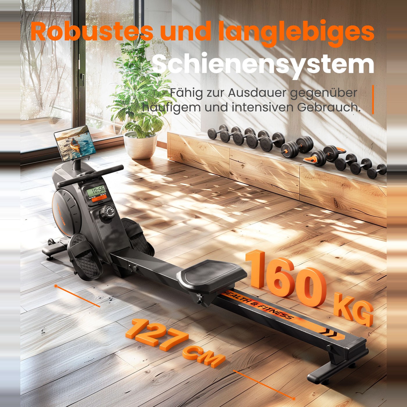 YOSUDA Magnetisches Rudergerät Zuhause Ultraleise 16 Widerstandsstufen APP&LCD