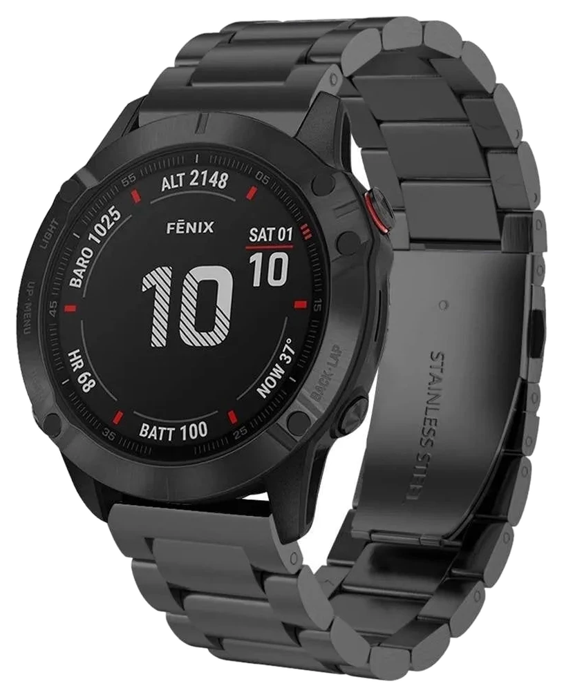 Strap-it Garmin Quatix 3 / 6x / 7x Solar Stahlarmband (Schwarz)