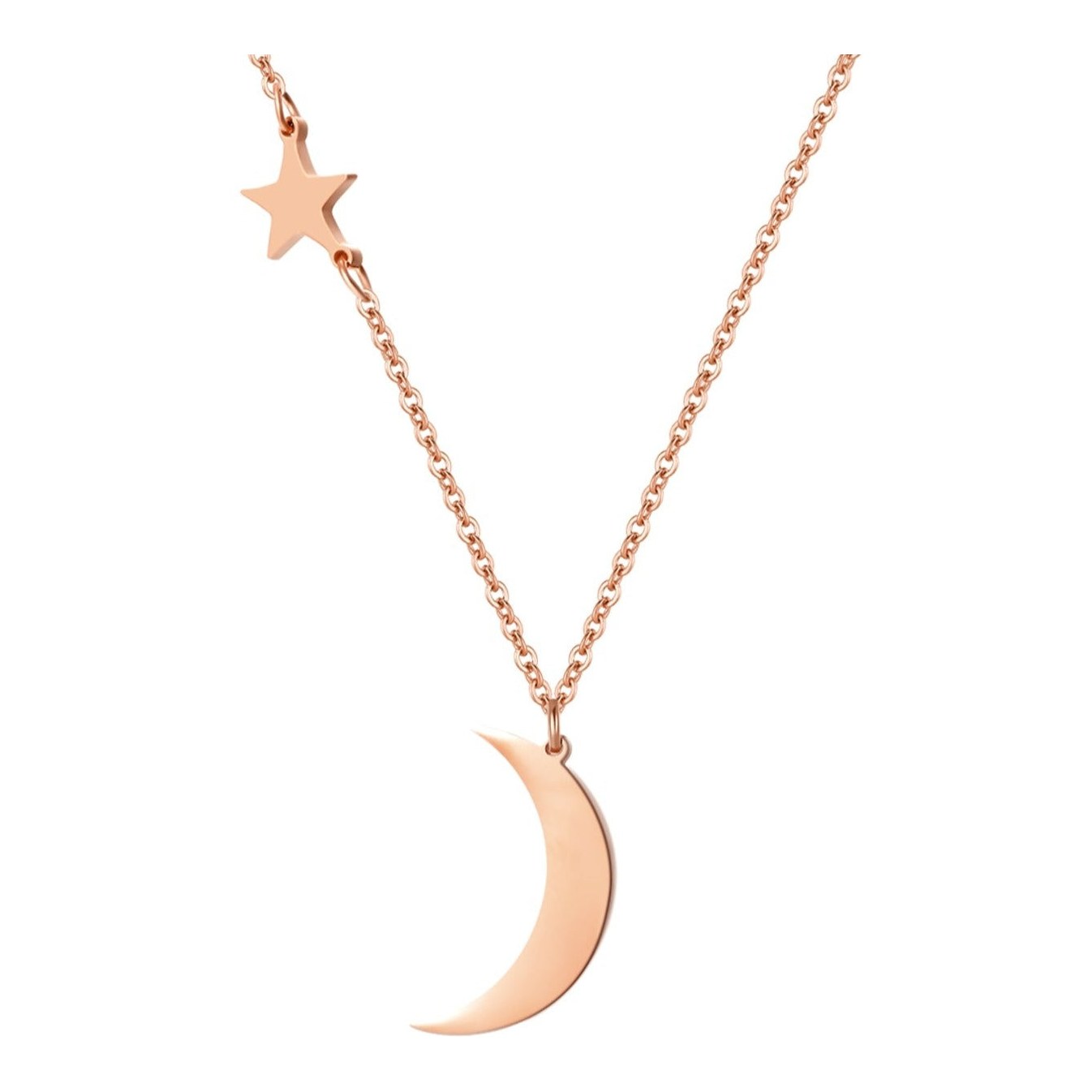 Hey Happiness Moon and Star Halskette Roségold