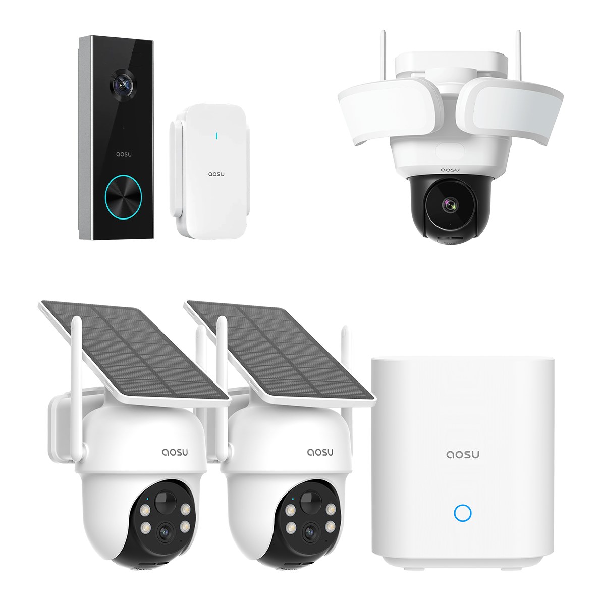 aosu | SECURITY SolarCam D1 Classic Kit + Video-Türklingel Pro + Flutlicht-Kamera