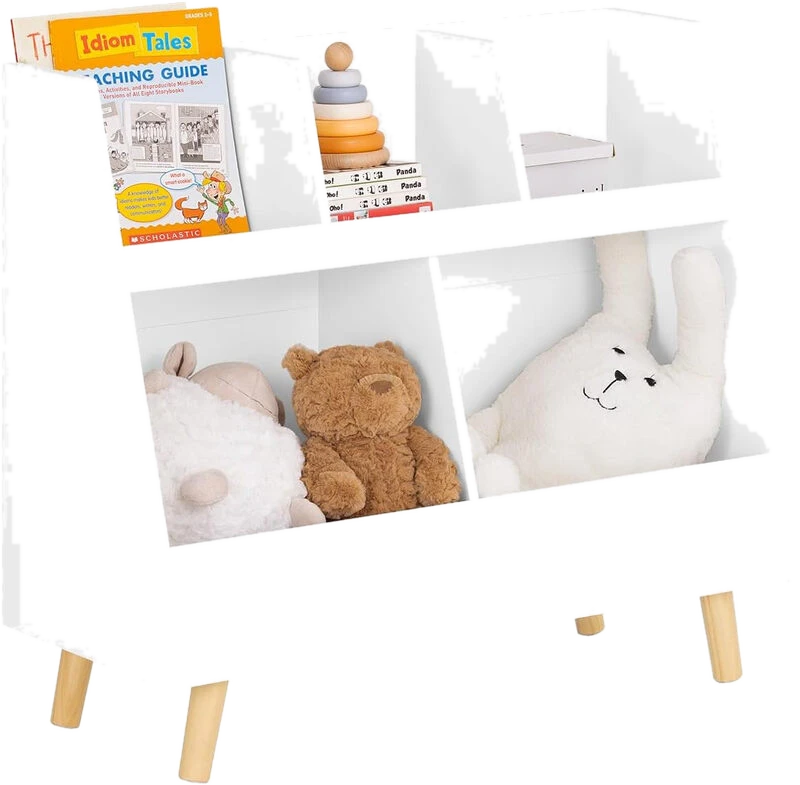 SoBuy Kinder-Bücherregal & Spielzeug-Organizer, 2 Etagen, 5 Fächer