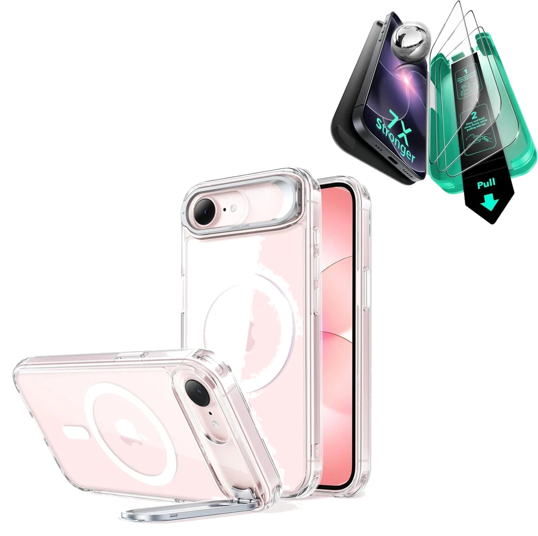 ESR iPhone 17e Classic Hybrid Magnetic Case (Stash Stand) and Armorite® Screen