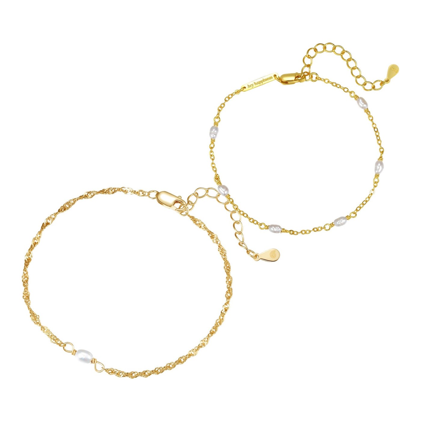 Hey Happiness Perle Layering Armbänder Set Sterlingsilber