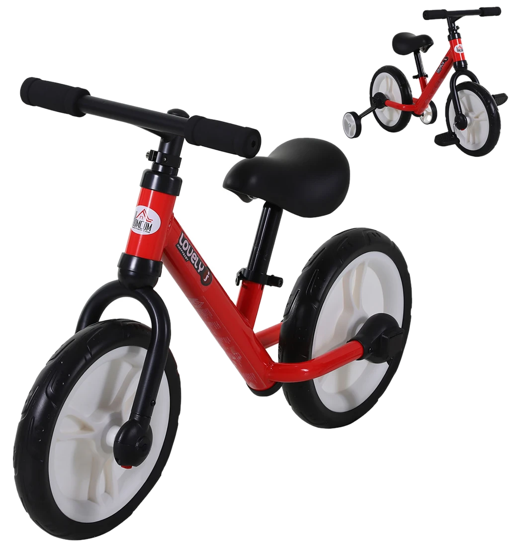 HOMCOM Kinderfahrrad Laufrad mit Stützrädern und Pedalen