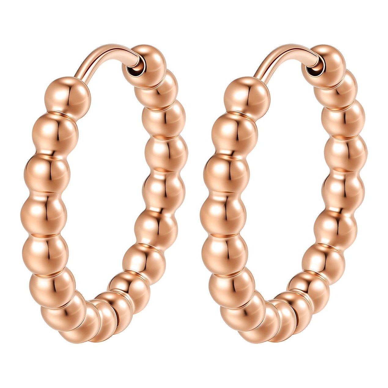 Hey Happiness Beaded Creolen wasserfest – Roségold / 10 mm